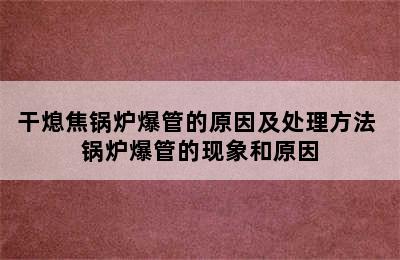 干熄焦锅炉爆管的原因及处理方法 锅炉爆管的现象和原因